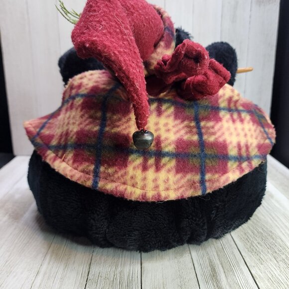 TJ Collection Christmas Bear Plush with Honey Pot & Spoon Black 9'' Tall - Picture 5 of 8